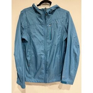 Paradox Women's Rain Jacket Blue Heathered Zip Hooded Waterproof Breathable S